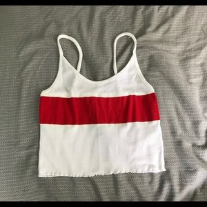 PacSun Red and White Ruffled Tank Top